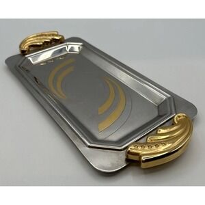 Freddy INOX 18/10 Made in Italy Stainless Steel W/brass 11" x 5" Serving Tray